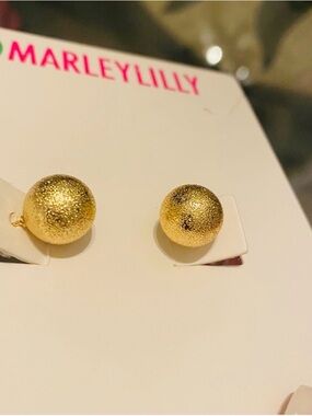 Marley Lilly Gold Textured Ball Stud Earrings - Classic Metallic Finish NWT